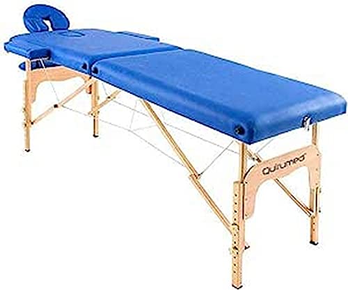 QUIRUMED Easy Klappmassagetisch aus Holz, Farbe Blau, 186 x 66 cm, Massagetisch, Physiotherapie-Massage, Kunstleder, Gelenkkopf, höhenverstellbar, 2 Abschnitte