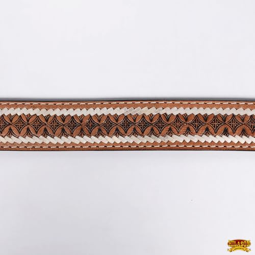 HILASON Western Genuine Leather Belt for Men Women Cowboy Cowgirl Handmade Unisex Full Grain Heavy Duty Engraved Buckle3