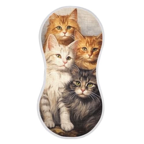 1 Pack Cats Muslin Burp Cloths Cotton Absorbent Baby Burping Rags for Boys Girls Soft Newborn Burp Bibs, 22 x 11 Inch