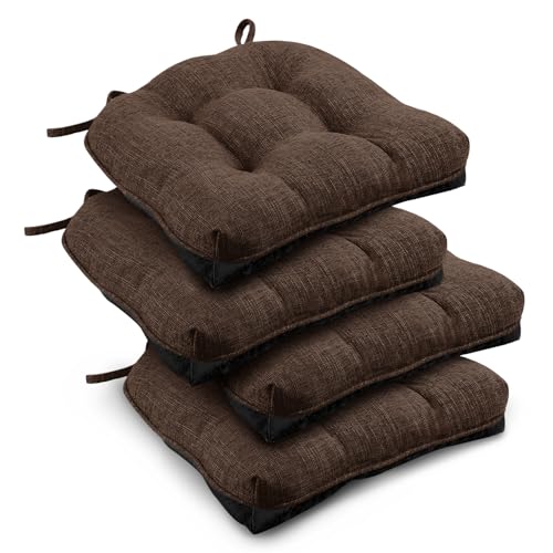 downluxe Indoor Chair Cushions for Dining Chairs, Tufted Overstuffed Textured