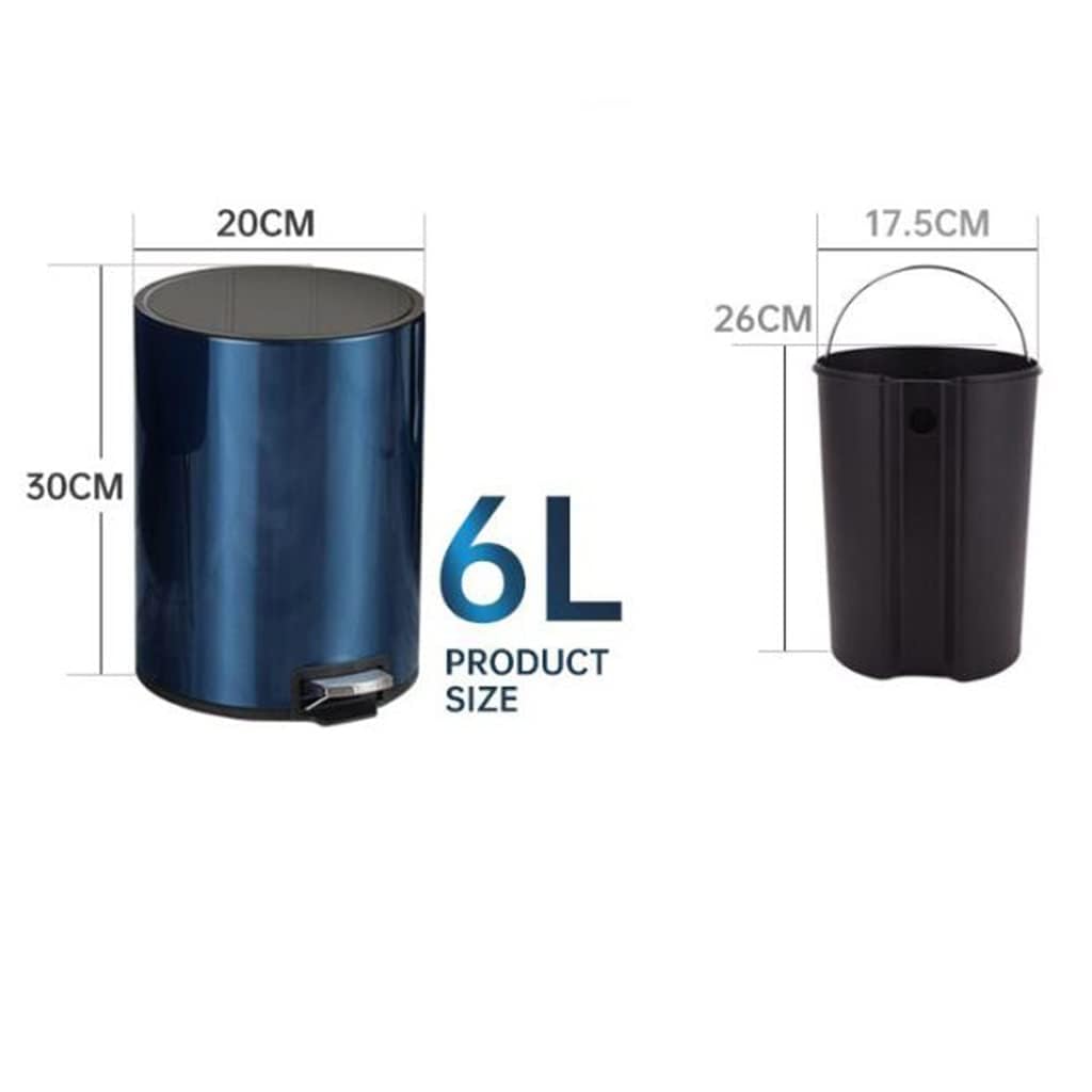 Cubo de basura Pedal-Mülleimer mit Deckel, 6 Liter, Edelstahl, leise und leicht zu reinigen, Tret-Abfalleimer für Zuhause, Büro, Küche, Toilette, Badezimmer, Be(Gold 6L)