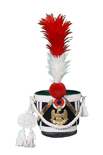 French Napoleonic Officer Shako Helmet, Leather French Shako Helmet with 2 Color Plume Made by Medieval Knights