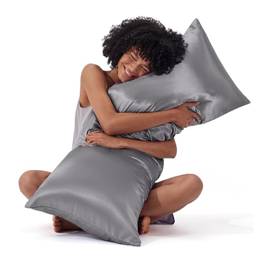 Image of Bedsure Satin Body Pillow Cover with Zipper,Soft Silky Pillowcase