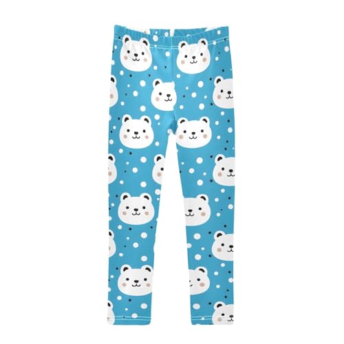 Arctic Bear Polka Dot Girls Leggings Soft Stretch Workout Yoga Dance Pants for Kids Casual Tights