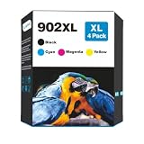 XLhippo 902XL Ink Cartridges Replacement for HP Ink 902 HP 902XL Ink Cartridges for HP Printers OfficeJet Pro 6978 6968 6970 6975 6950 6962 6958 (902 XL 4 Pack)