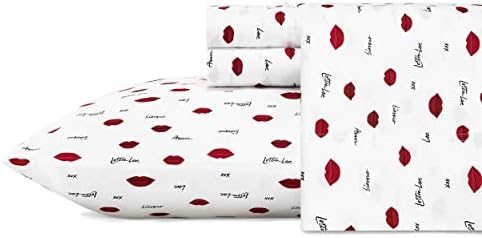 Betsey Johnson - Vollbettlaken, weich und leicht, farbecht und knitterfrei, ideales Valentinstagsgeschenk (Love Lips, Full)