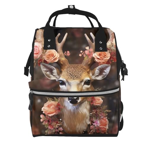Sac à dos à langer grande capacité et sac pour maman motif fleuri