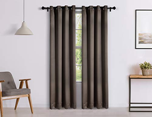 Image of Amazon Brand - Solimo Room Darkening Blackout Door Curtain, 7 Feet, Set of 2 (Brown), Eyelet, Solid Microfibre & Polyester 2-Piece Bed Pillow Set - 16 x 24 Inch, White