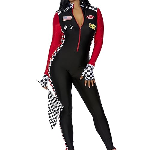 Disfraz sexy de corredor Forplay Shift Gear para mujer, enterizo de automovilismo ajustado.
