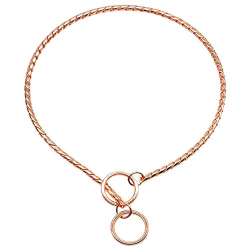 犬の首輪 犬用チョーカースネークチェーン犬のトレーニングカラーヘビーメタルペットスリップチョークカラー中型大型犬用ゴールデンピットブル、ゴールド、50Cm