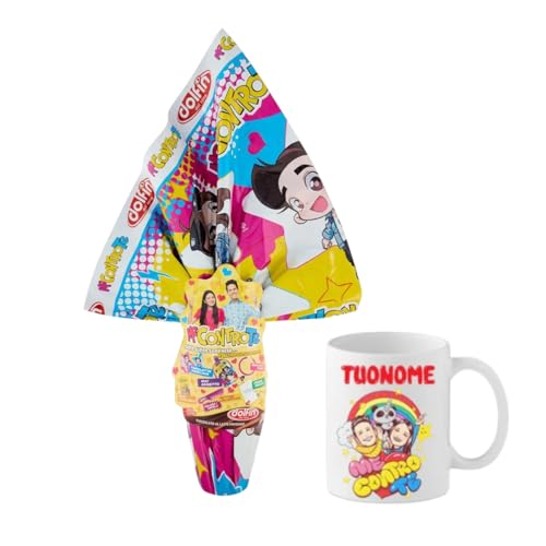 ARCOBALENO PARTY - UOVO DI PASQUA + TAZZA MUG PERSONALIZZABILE Cioccolato Al Latte Finissimo Idea Regalo Perfetta per very fan. Novità Pasqua 2026 (Me Contro Te 220g)