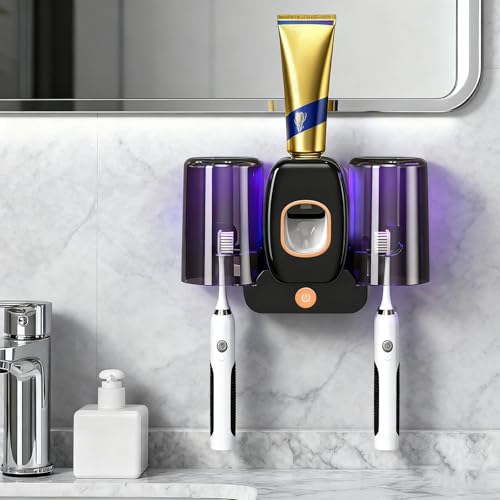 Rechargeable Toothbrush Holder,Wall Mounted Automatic Toothbrush Cleaning Tool with Toothpaste ...