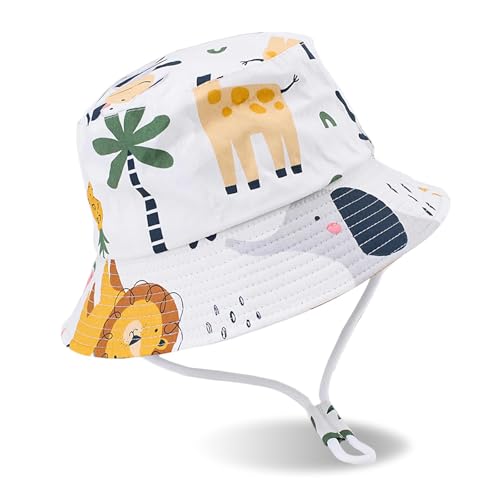 Baby Sun Hat, Toddler Sun Hat, Baby Hat, Animal Themed Design, Superior UPF50 Sun Protection, Ideal for 6 Months to 2 Years, Summer Hat for UK Kids White