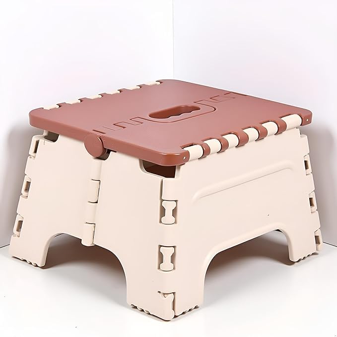 7-Inch Folding Stool – Compact, Portable Step Stool for Kids & Adults, Lightweight Plastic Design, Slip-Resistant, Ideal for Kitchen, Bathroom, Camping & Travel (Brown)-image-49