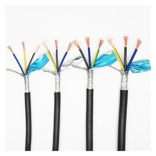 Image of Shielded Signal Wire, RVVP 3-Core Shielded Cable 14-26 AWG PVC Insulated Control Signal Copper Wire(3CORES-16AWG 1.5MM2,1 Meter)