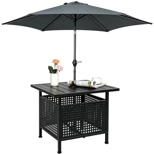 VINGLI Outdoor Side Table with 7.5ft Patio Umbrella, Small Patio Table with 1.57