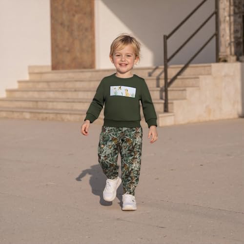 Toddler Baby Boys Fall Outfit Animal Embroidery Long Sleeve Sweatshirt and Long Pants 2Pcs Set Hunting Clothes2