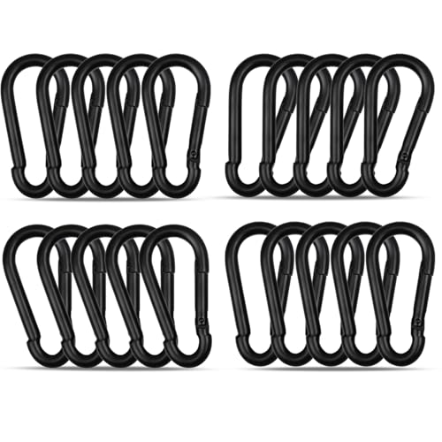 Mousquetons noirs pour hamac et camping lot de 20 crochets de randonnée 80mm