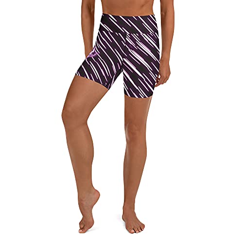 Short fitness violet néon et blanc en taille S pour femme