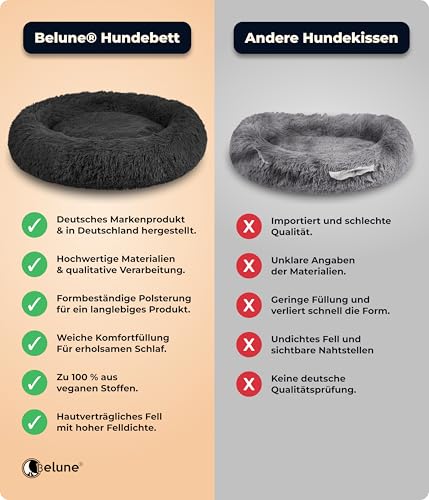 Belune® Hundebett [mit waschbarem Bezug] - Das Original - [XL, 120cm, Schwarz] Hundekorb, Katzenbett, Hundekörbchen, Dog Bed, Flauschiges Hundebett für große, mittelgroße & kleine Hunde
