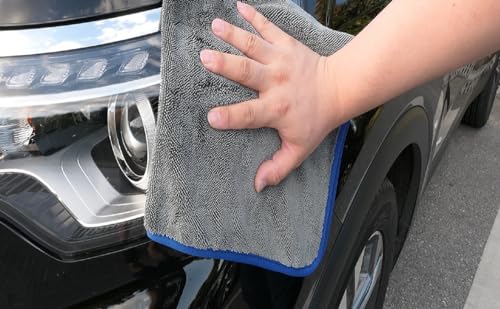 Image of Auto Hub Microfiber Car Cleaning Cloth and Wash Mitt Kit - Includes Ultra Soft 600 GSM Extra Large (60x40 CM) Microfiber Cloth for Car and Dual Sided Chenille Microfiber Wash Mitt 1700 GSM