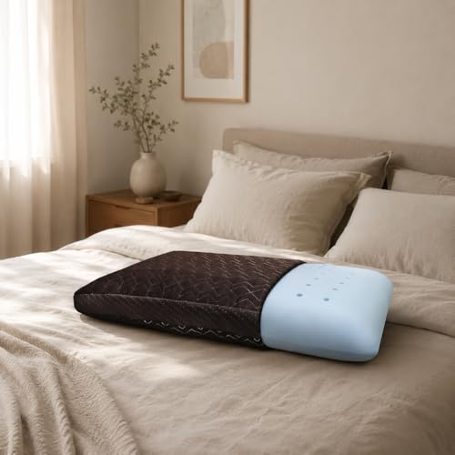 Image of LA VERNE Cooling Gel Infused Pincore Technology Breathable Memory Foam Pillow with 3S Rebound| Cool Gel Cervical Support for Neck & Shoulder Relief (1, D Brown, Standard)
