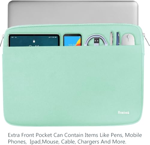 Image of Laptop Sleeve Case 15.6 inch, Shockproof Protective Notebook Cover with Accessory Pocket, Carrying Laptop Bag for HP, ASUS, Dell, Lenovo, Acer, Light Blue