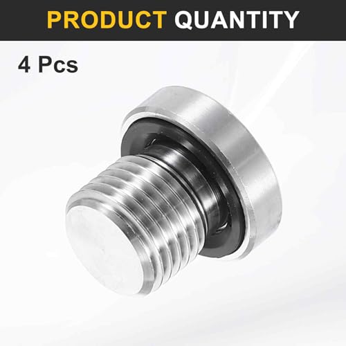 HARFINGTON 4pcs 304 Stainless Steel Pipe Plug Fitting G1/4 Male Thread Inner Hex Head Cap Hexagonal Head Bung Plugs Fittings with Seal Ring for Air Water Oil Gas Tube by HARFINGTON - Used condition - Image 3