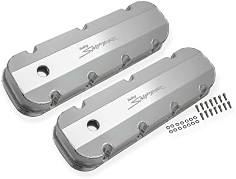 Holley 890004 Aluminum Valve Cover Set Tall Style w/Baffle/Smooth Hole Pair Natural Finish Aluminum Valve Cover Set