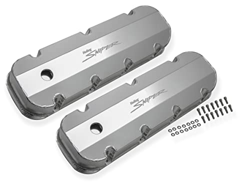 Holley 890004 Aluminum Valve Cover Set Tall Style W/Baffle/Smooth Hole Pair Natural Finish Aluminum Valve Cover Set #TOP5