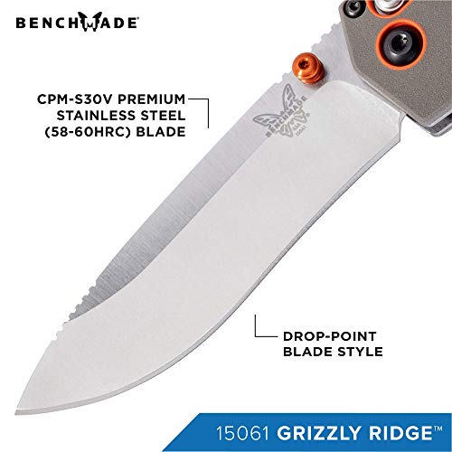 Benchmade - Grizzly Ridge 15061 Hunting Knife with Warm Gray/Orange Handle (15061)