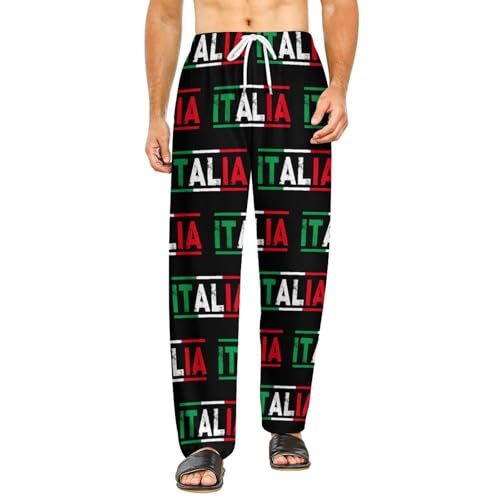 Italy Flag Mens Pajamas Pants Women Sleepwear Lounge Pant with Pockets