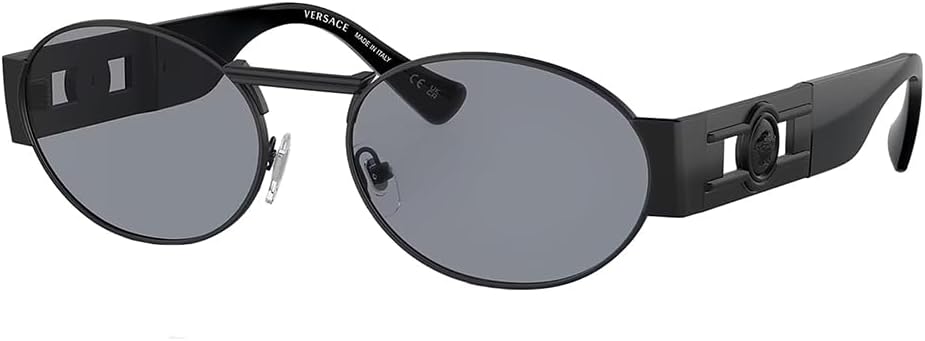 Versace Unisex Sunglasses Matte Gunmetal Frame, Grey Mirror Silver Lenses, 56MM
