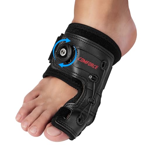 COMFORCE Corrector de juanetes para mujeres y hombres, corrector de juanetes ajustable para enderezar el dedo gordo del pie, férula ortopédica para aliviar el dolor de juanetes (derecha)