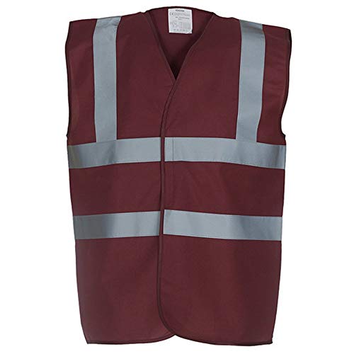 Unisex Premium Hi-Vis Waistcoat Vest/Jacket (L) (Maroon)