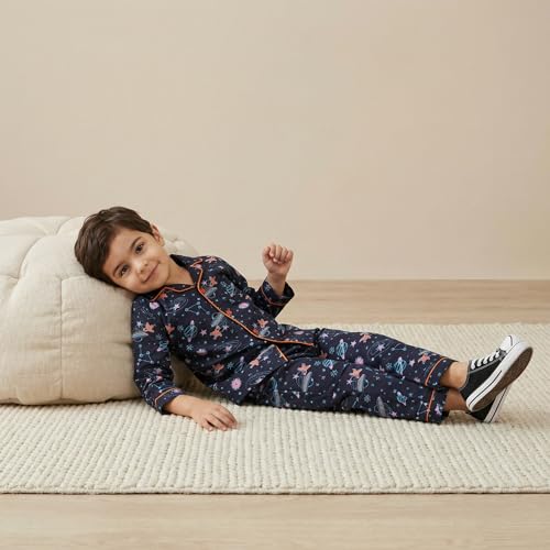 Image of CLAP Kids Cotton Printed Full Sleeves Night Suit