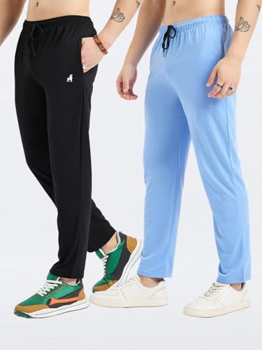 Image of Modeve Men Solid Cotton Blend Track Pant for Summer Pack of 2