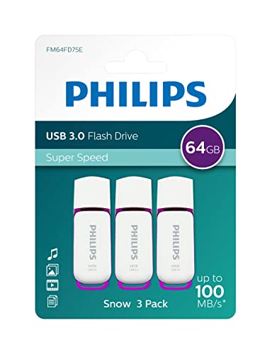 Philips Pen Drive 64gb USB 3.0 FM64FD75E Pack de 3 unidades pendrive llave llave llave lápiz de alta velocidad 64gb con...