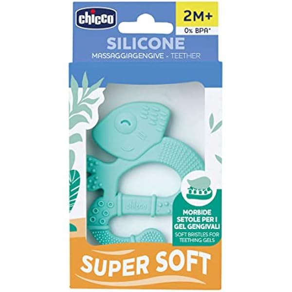 Прорезыватель Chicco Soft Lizard, для младенцев от 2 м +, 100% силикон, щеточка для нанесения геля на десны, массаж для болезненных десен