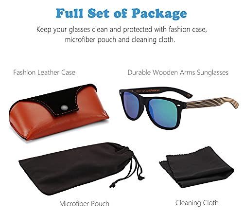 Image of Mens Polarized Wood Sunglasses for Men Women, Womens Sunglasses Wooden Sides Bamboo Glasses