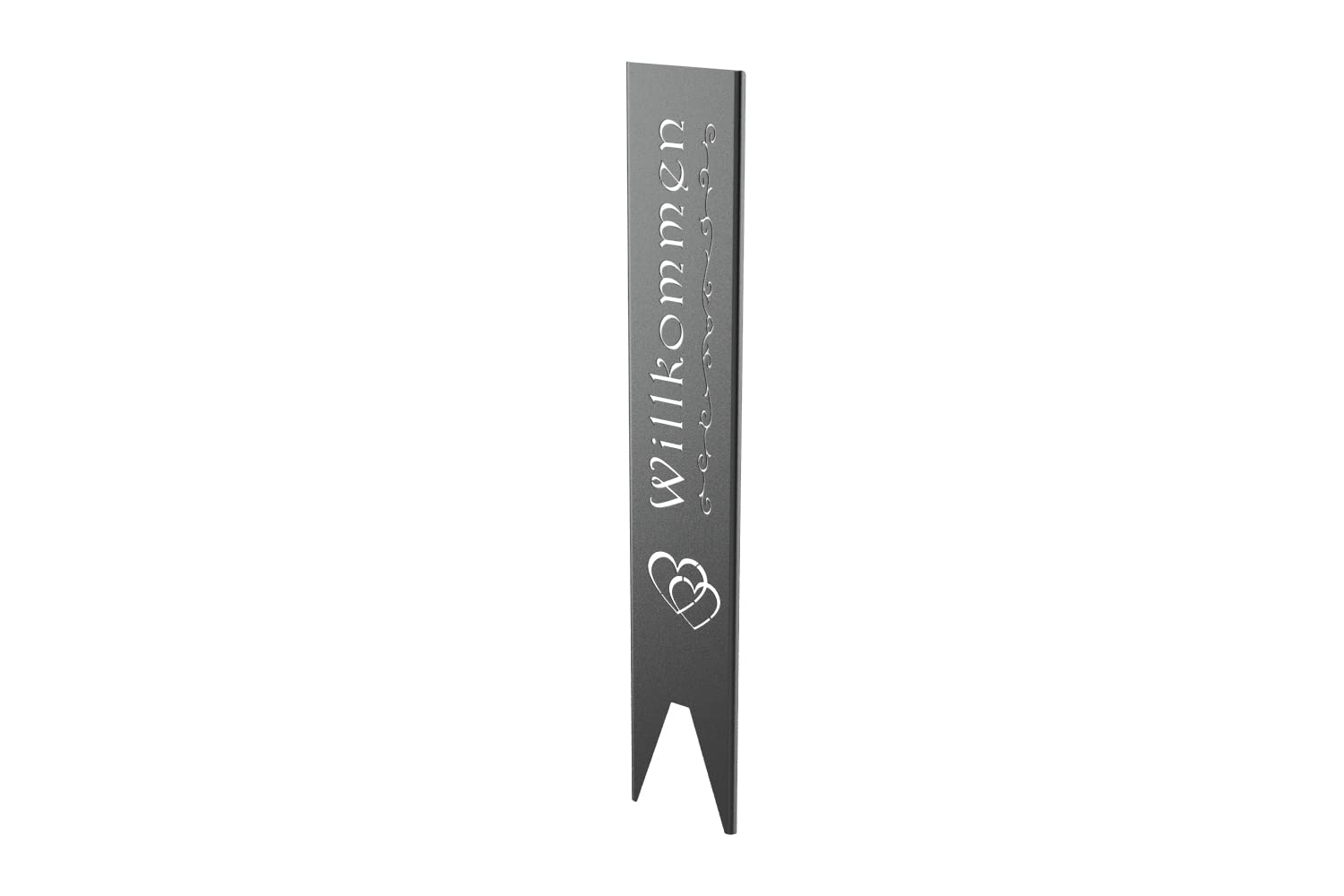 teileplus24 GS01-DH-1 Willkommen Gartenstecker Gartenschild | Schwarz Garten Deko | 3D Abkantung | 120cm x 21cm