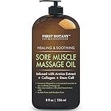 Arnica Sore Muscle Massage Oil - for Massage Therapy & Best Natural Therapy Oil with Lavender, Mint & Chamomile Essential Oils, Collagen & Stem Cells - Therapeutic Oils for Body & Massage Lotion 8 oz