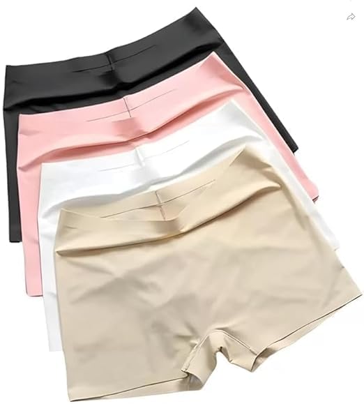 Premium Women's Boyshort High Waist Boxers Seamless Stretchy Full Coverage Underwear for Ladies - Pack of 4 (Color May Vary)-image-9