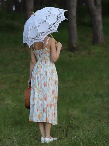 Scarlet Darkness Summer Dresses for Women 2026 Floral Corset Dress Long Milkmaid Dress with Pocket — view 5