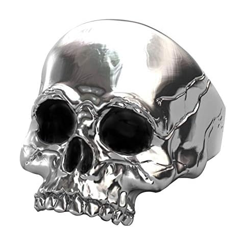 EVBEA Signet Skull Rings for Men Big Statement Gothic Skull Face Mens Rings with Black Fine Gift Box (V 1/2) Cover