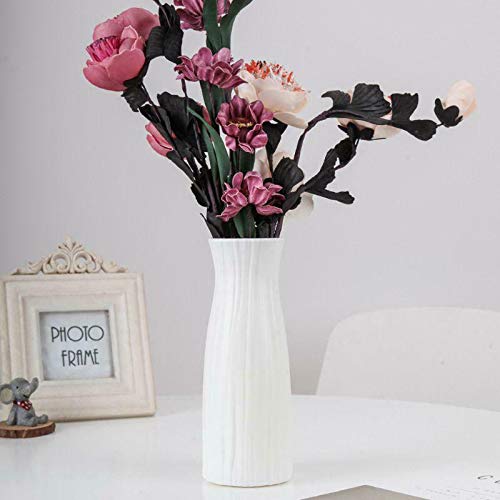 Ceramic Look Plastic Vase - Unbreakable Vase For Flowers (Narrow Seashell White) #TOP1