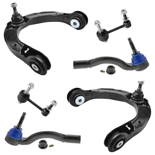 Image of Detroit Axle - 6pc Front End Suspension Kit for 16-20 Dodge Durango Grand Cherokee, 2 Upper Control Arms with Ball Joint 2 Outer Tie Rods 2 Sway Bars 2016 2017 2018 2019 2020 Replacement