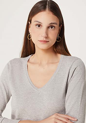 Blusão Básico Feminino Em Tricô Manga Longa Cinza Claro M
