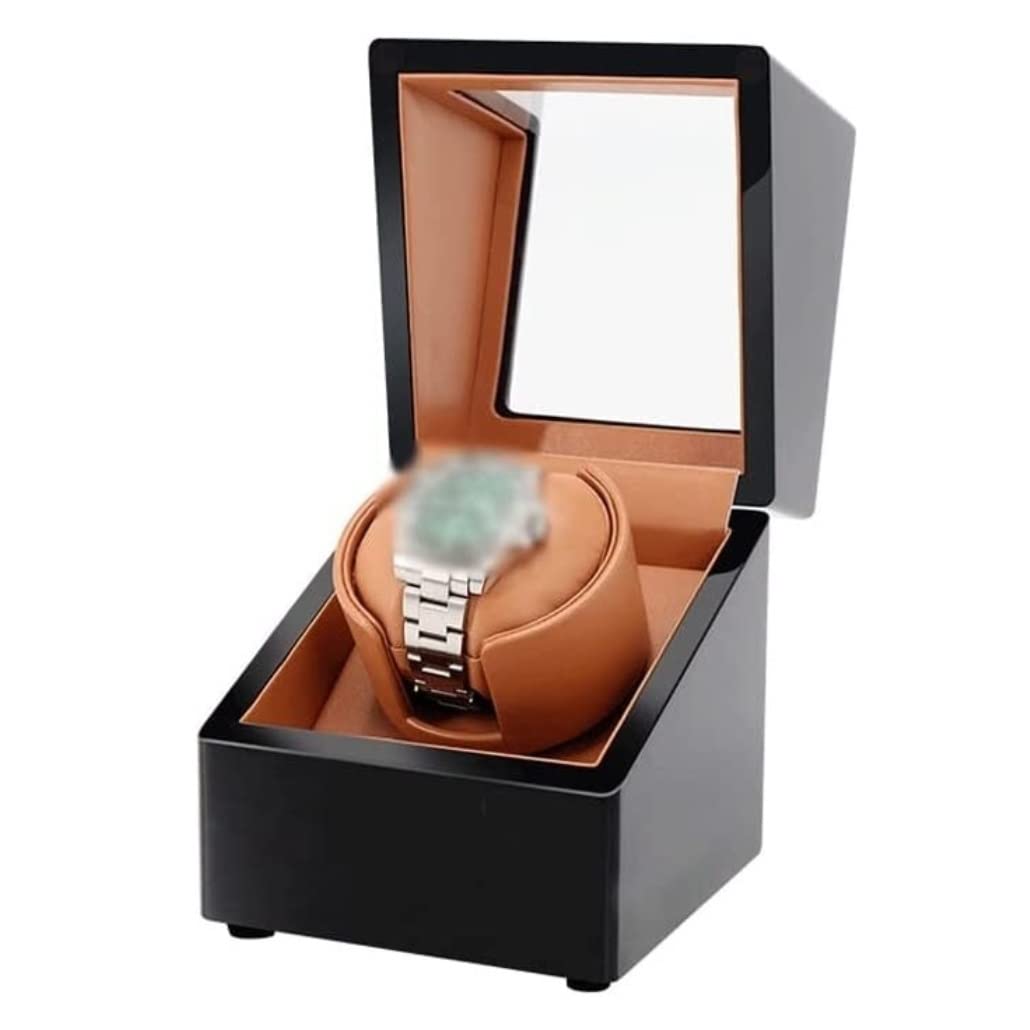 HVMBEUGOS Watch Box Automatic Single Watch Winder With Durable Watches Case Watch Box 5 Rotation Mode Settings Watch Organizer Watch Storage (B)