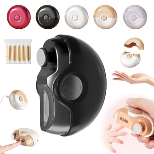 電動ネイルクリッパー 2イン1 電動研磨自動爪切り ネイルトリマー ネイルポリッシャー 2段階速度 爪くず収納 ポータブルUSB充電式電動ネイルトリマー (ブラック)